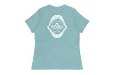 Image of Atoll Board Co Womens Relaxed T-Shirt with Atoll Shark Fossil Graphic - Heather Blue Lagoon, M - Heather Blue Lagoon,M, 648749750F4D1Heather-Blue-Lagoon-M