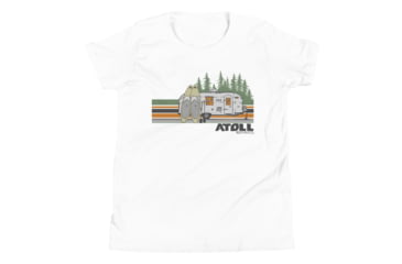 Image of Atoll Board Co Youth Short Sleeve T-Shirt with Atoll Campsite Graphic - White, S - White,S, 630D412E3F32CWhite-S