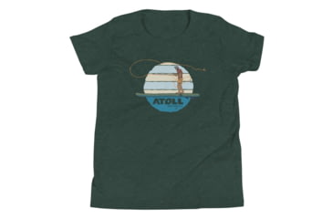 Image of Atoll Board Co Youth Short Sleeve T-Shirt with Atoll Fly Fishing Graphic - Heather Forest, L - Heather Forest,L, 630D41EFDF472Heather-Forest-L