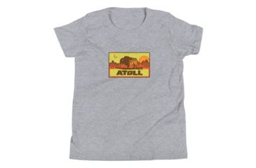 Image of Atoll Board Co Youth Short Sleeve T-Shirt with Atoll Sunset Bison Hunter Graphic - Athletic Heather, L - Athletic Heather,L, 630D3FB244F9BAthletic-Heather-L