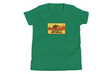 Image of Atoll Board Co Youth Short Sleeve T-Shirt with Atoll Sunset Bison Hunter Graphic - Kelly, S - Kelly,S, 630D3FB244F9BKelly-S