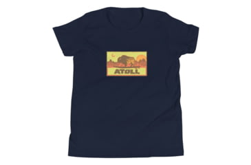 Image of Atoll Board Co Youth Short Sleeve T-Shirt with Atoll Sunset Bison Hunter Graphic - Navy, L - Navy,L, 630D3FB244F9BNavy-L