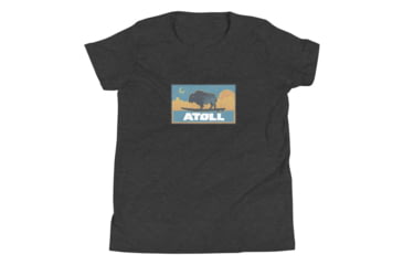 Image of Atoll Board Co Youth Short Sleeve T-Shirt with Atoll Sunset Bison Night Graphic - Dark Grey Heather, XL - Dark Grey Heather,XL, 630D3F0D83E6BDark-Grey-Heather-XL