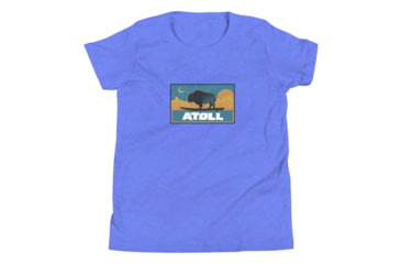 Image of Atoll Board Co Youth Short Sleeve T-Shirt with Atoll Sunset Bison Night Graphic - Heather Columbia Blue, M - Heather Columbia Blue,M, 630D3F0D83E6BHeather-Columbia-Blue-M