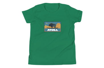 Image of Atoll Board Co Youth Short Sleeve T-Shirt with Atoll Sunset Bison Night Graphic - Kelly, S - Kelly,S, 630D3F0D83E6BKelly-S