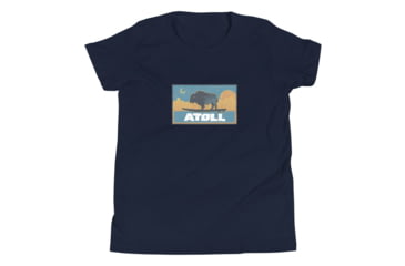 Image of Atoll Board Co Youth Short Sleeve T-Shirt with Atoll Sunset Bison Night Graphic - Navy, M - Navy,M, 630D3F0D83E6BNavy-M