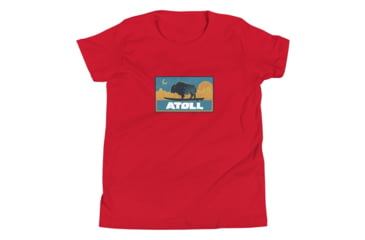 Image of Atoll Board Co Youth Short Sleeve T-Shirt with Atoll Sunset Bison Night Graphic - Red, L - Red,L, 630D3F0D83E6BRed-L