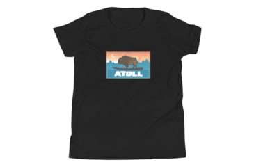 Image of Atoll Board Co Youth Short Sleeve T-Shirt with Atoll Sunset Bison Original Graphic - Black, M - Black,M, 630D3D29868CDBlack-M
