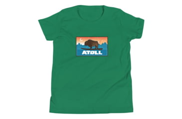 Image of Atoll Board Co Youth Short Sleeve T-Shirt with Atoll Sunset Bison Original Graphic - Kelly, XL - Kelly,XL, 630D3D29868CDKelly-XL