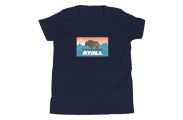 Image of Atoll Board Co Youth Short Sleeve T-Shirt with Atoll Sunset Bison Original Graphic - Navy, M - Navy,M, 630D3D29868CDNavy-M