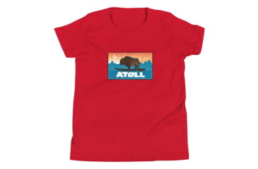 Image of Atoll Board Co Youth Short Sleeve T-Shirt with Atoll Sunset Bison Original Graphic - Red, L - Red,L, 630D3D29868CDRed-L