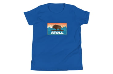 Image of Atoll Board Co Youth Short Sleeve T-Shirt with Atoll Sunset Bison Original Graphic - True Royal, L - True Royal,L, 630D3D29868CDTrue-Royal-L