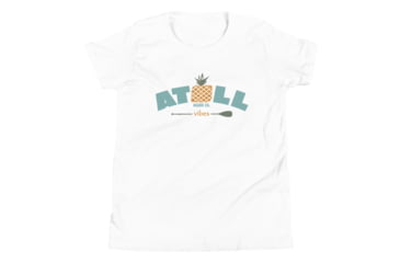 Image of Atoll Board Co Youth Short Sleeve T-Shirt with Atoll Vibes Pineapple Graphic - White, XL - White,XL, 630D3BD90C299White-XL