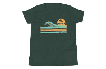 Image of Atoll Board Co Youth Short Sleeve T-Shirt with Atoll Wave Graphic - Heather Forest, XL - Heather Forest,XL, 630D458333F37Heather-Forest-XL