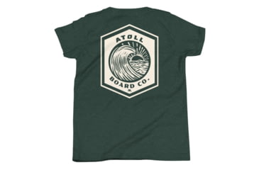 Image of Atoll Board Co Youth Short Sleeve T-Shirt with Atoll Wave Graphic - Heather Forest, XL - Heather Forest,XL, 646399803CE15Heather-Forest-XL