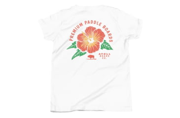 Image of Atoll Board Co Youth T-Shirt with Atoll Paddle Board Island Flower Graphic - White, L - White,L, 64418582C8986White-L