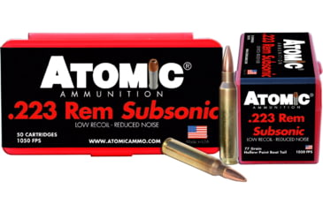 Image of Atomic 00429 Rifle Subsonic 223 Rem 77 Gr Hollow Point Boat Tail HPBT 50 Bx/ 1
