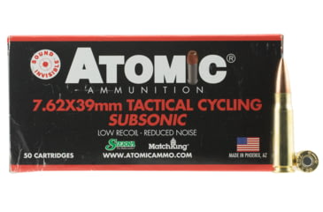 Image of Atomic 00474 Rifle Subsonic 7.62x39mm 220 Gr Hollow Point Boat Tail HPBT 50 Bx