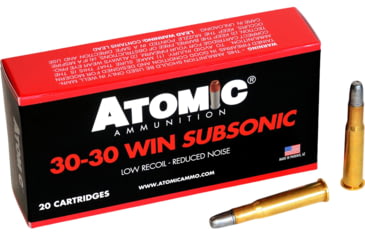 Image of Atomic Ammunition Subsonic 30-30 Win 165 Grain Lead Round Nose Flat Point, Brass Cased Rifle Ammo, 20 Rounds, 00410