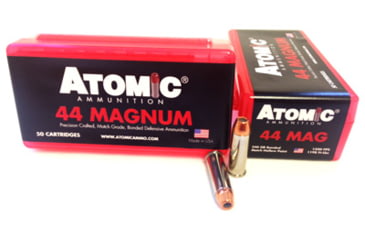 Image of Atomic Ammunition Match Bonded .44 Remington Magnum 240 grain Hollow Point Brass Cased Pistol Ammo, 50 Rounds, CART-44MAG-240GR-MTCH