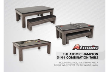 Image of Atomic Hampton 3-In-1 Combo Game Table Billiards, Ping Pong, Dining, Grey wood grain, G05302W