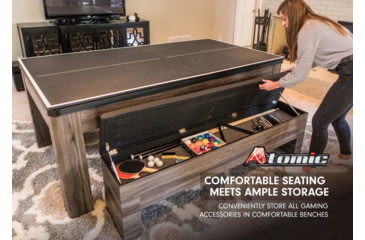 Image of Atomic Hampton 3-In-1 Combo Game Table Billiards, Ping Pong, Dining, Grey wood grain, G05302W
