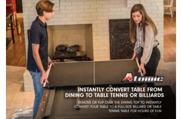 Image of Atomic Hampton 3-In-1 Combo Game Table Billiards, Ping Pong, Dining, Grey wood grain, G05302W