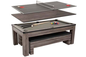 Image of Atomic Hampton 3-In-1 Combo Game Table Billiards, Ping Pong, Dining, Grey wood grain, G05302W