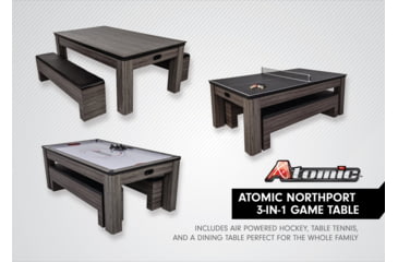 Image of Atomic NorthPort 3-in-1 Dining/Air Hockey/TT Table, Woodgrain, G05305W