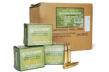 Image of ATS Ammunition Old Army Ammo 5.56x45mm 55 Grain Metall Jacket Brass Centerfire M193 Rifle Ammo, 20 Rounds, OA-556X45-B-55G