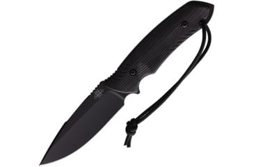 Image of Attleboro Knives The Attleboro Fixed Blade Knife, 9.75in Overall, 4.5in, S35VN, Black Cerakote Partially Serrated Drop Point Blade, Black Canvas Micarta Handle, Boltaron Sheath, AK-10111