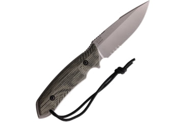 Image of Attleboro Knives The Attleboro Fixed Blade Knife, 9.75in Overall, 4.5in, S35VN, Stonewash Partially Serrated Drop Point Blade, Black Canvas Micarta Handle, Boltaron Sheath, AK-10114