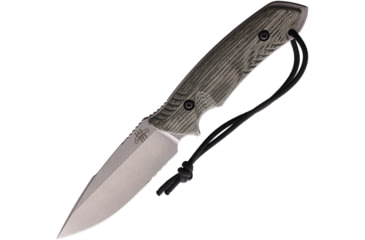 Image of Attleboro Knives The Attleboro Fixed Blade Knife, 9.75in Overall, 4.5in, S35VN, Stonewash Partially Serrated Drop Point Blade, Black Canvas Micarta Handle, Boltaron Sheath, AK-10114