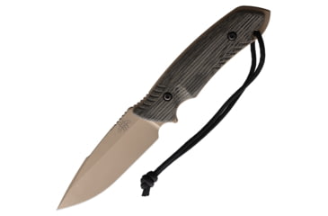 Image of Attleboro Knives The Attleboro Fixed Blade Knife, 9.75in Overall, 4.5in, S35VN, Coyote Brown Cerakote Plain Drop Point Blade, Black Canvas Micarta Handle, Boltaron Sheath, AK-10122