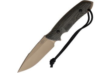 Image of Attleboro Knives The Attleboro Fixed Blade Knife, 9.75in Overall, 4.5in, S35VN, Coyote Brown Cerakote Plain Drop Point Blade, Black Canvas Micarta Handle, Boltaron Sheath, AK-10122