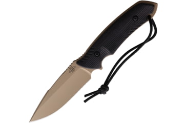 Image of Attleboro Knives The Attleboro Fixed Blade Knife, 9.75in Overall, 4.5in, S35VN, Coyote Brown Cerakote Partially Serrated Drop Point Blade, Black Canvas Micarta Handle, Boltaron Sheath, AK-10112
