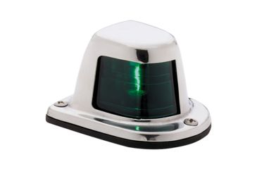 Image of Attwood Marine 1-Mile Deck Mount, Green Sidelight, 12V, Stainless Steel Housing, 66319G7