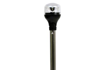 Image of Attwood Marine LightArmor Plug-In All-Around Light w/ Black Horizontal Composite Base /Adapter, 20in Aluminum Pole, 5550-PA20-7
