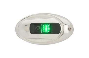 Image of Attwood Marine LightArmor Vertical Surface Mount Navigation Light, Oval, Starboard, Stainless Steel, 2NM, Green, NV4012SSG-7