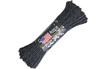 Image of Atwood 1293H Parachute Reflective Cord, 550 Paracord, 7 Strand Core, Black Reflective, 100 Ft, Nylon Construction, Black, R101 - BLACK
