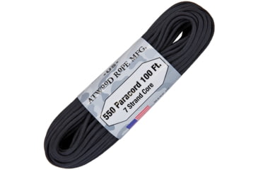 Image of Atwood Parachute Cord, 100ft, 550 Cord, 7 Strand Core, Black, S01 - BLACK