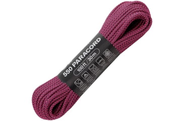 Image of Atwood Diamond Parachute Cord, 100ft, Black/Hot Pink, C550 DIAMOND BLK W/ HOT PINK