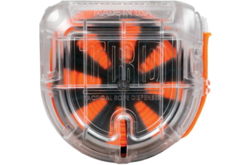 Image of Atwood Tactical Rope Dispenser, Orange 550 Paracord With Seven Strand Core, Tangle Free Cord Delivery, High Carbon Steel Cutting Blade, Impact Resistant Clear Dispenser, Belt Clip, 50 Ft, ARMTRDCLEAR