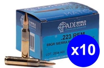 Image of Australian Munitions ADI World Class Sierra MatchKing .223 Remington, 69 Grain, Hollow Point HP, Brass Cased, Centerfire Rifle Ammo, 200 Rounds