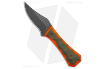 Image of AuxMFG Pocket Bowie Fixed Blade Knife, 2.75in, AEB-L Steel, Clip Point Blade, G-10, OD Green/Orange Handle, OD Green/Orange/Black Gray, 6.15 inch, BHQ-215893