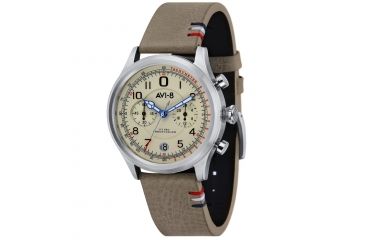 Image of AVI-8 Flyboy - Lafayette Watch Japan Meca-Quartz VK 64 Chronograph Movement with Date and 1/5 Second, Cream/Warm Grey AV-4054-01
