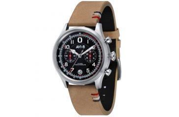 Image of AVI-8 Flyboy - Lafayette Watch Japan Meca-Quartz VK 64 Chronograph Movement with Date and 1/5 Second, Black/Beige AV-4054-02