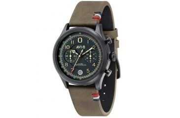 Image of AVI-8 Flyboy - Lafayette Watch Japan Meca-Quartz VK 64 Chronograph Movement with Date and 1/5 Second, Green/Dark Green AV-4054-03