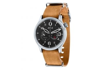 Image of AVI-8 Flyboy Watch Japan Automatic 2 Hands with 24 hours and Small Second, Black/Tan, AV-4048-01