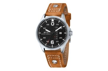 Image of AVI-8 Hawker Harrier II Watch Quartz Japan 3 Hands with Day and Date, Black/Tan AV-4003-02
